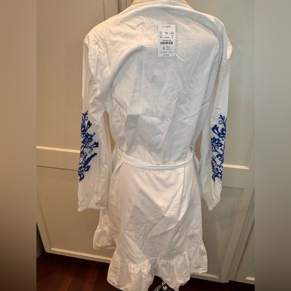 Jcrew White and Blue Embroidered Women's Dress - Picture 3 of 6